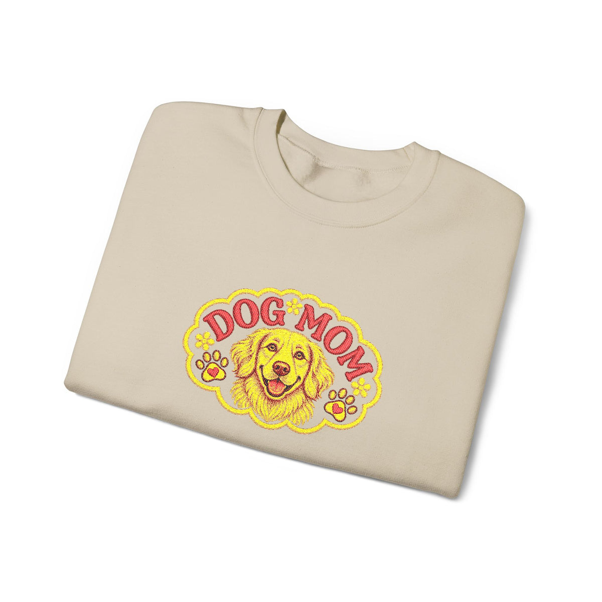 Embroidery Dog Mom Crewneck Sweatshirt — Vintage Golden Retriever Graphic