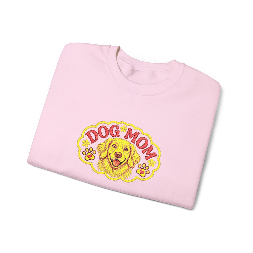 Embroidery Dog Mom Crewneck Sweatshirt — Vintage Golden Retriever Graphic