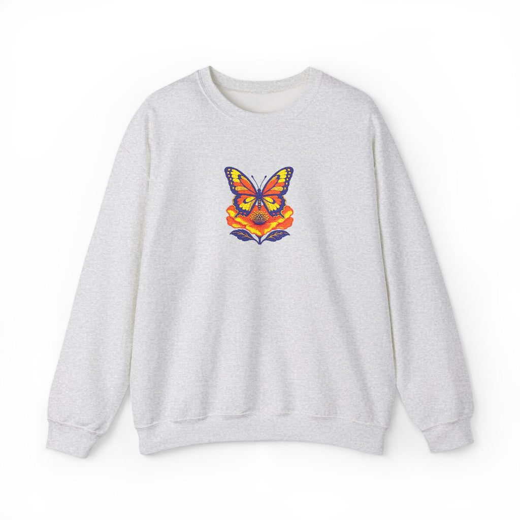 Butterfly Fox Crewneck Sweatshirt — Embroidery Colorful Geometric Animal Design