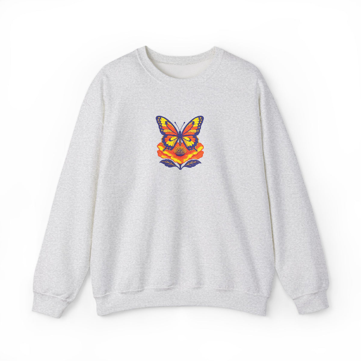 Butterfly Fox Crewneck Sweatshirt — Embroidery Colorful Geometric Animal Design