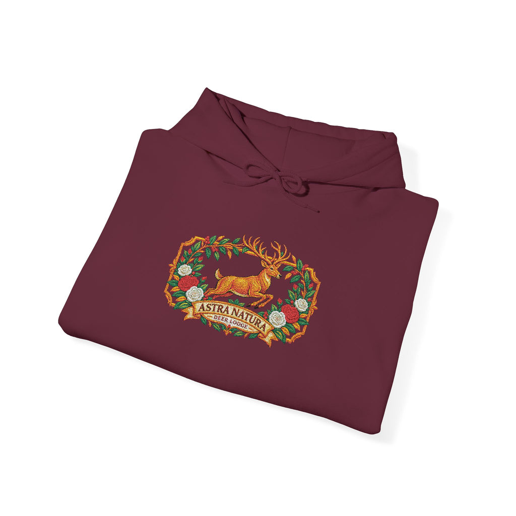 Embroidery Deer in Field  Mosaic Hoodie — Colorful Tribal Deer Graphic Pullover