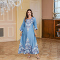 Muslim Rhinestone Printed Long Robe Women's Elegant Middle Eastern Dress Dubai Turkish Abaya Long Dress