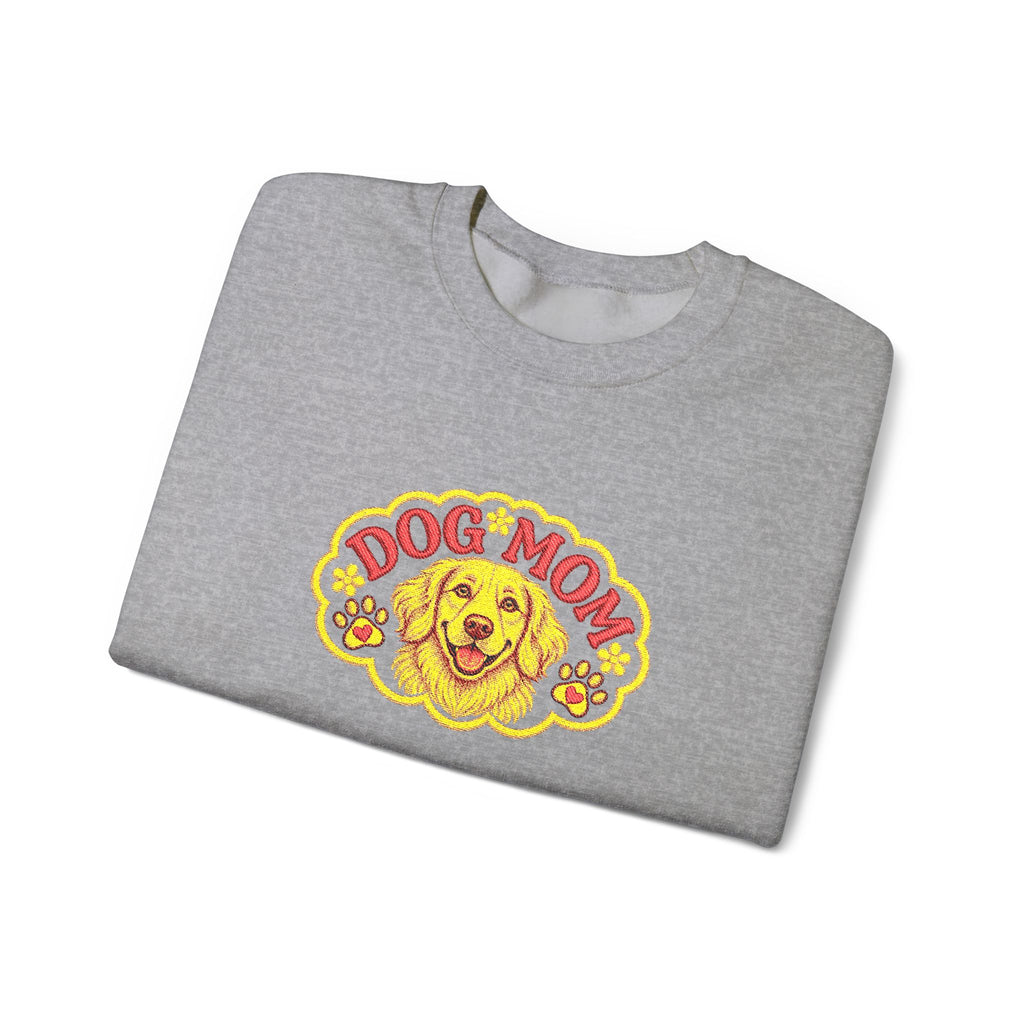 Embroidery Dog Mom Crewneck Sweatshirt — Vintage Golden Retriever Graphic