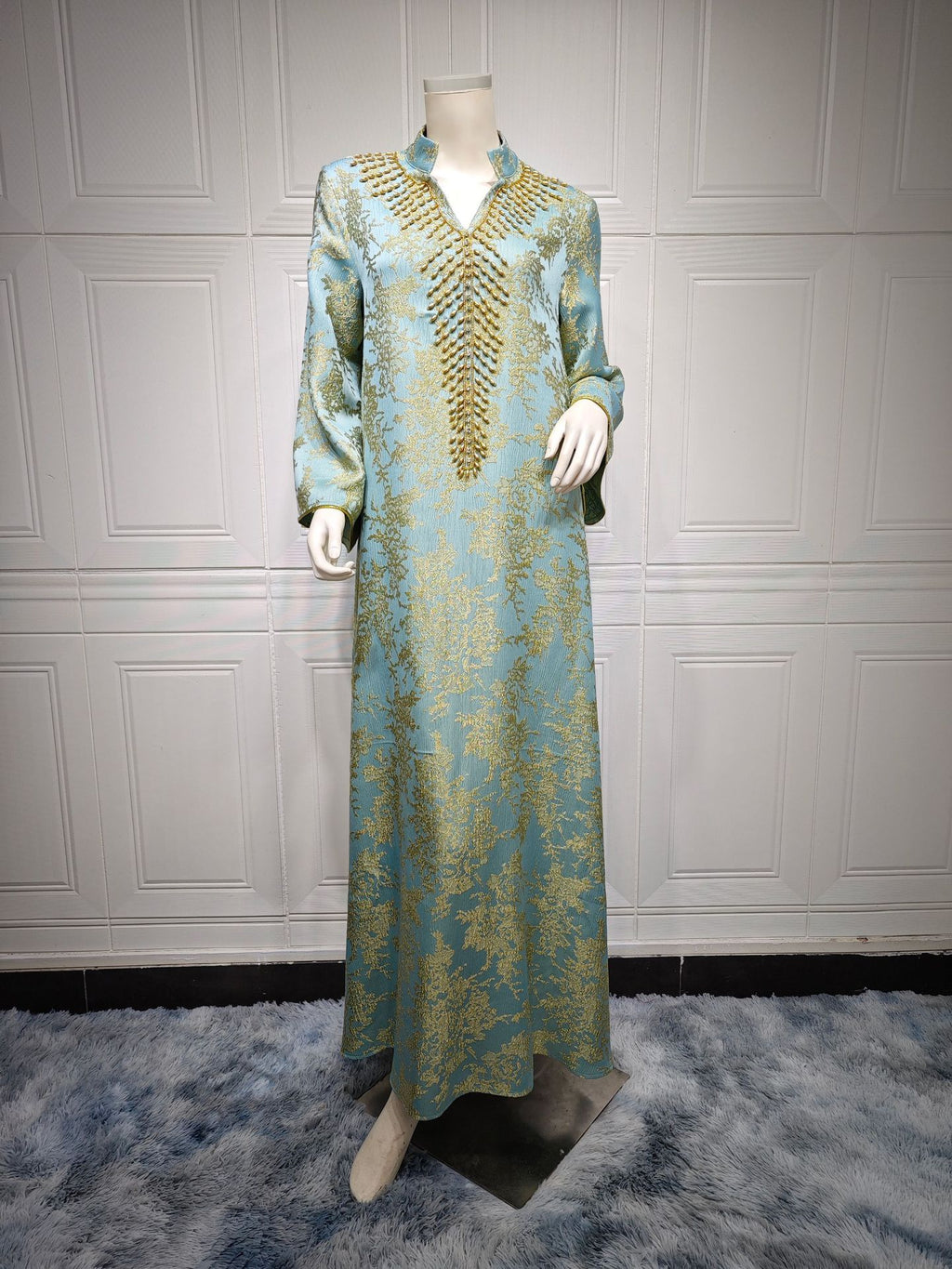 Evening Dress Embroidered Floral Kaftan Long Dress
