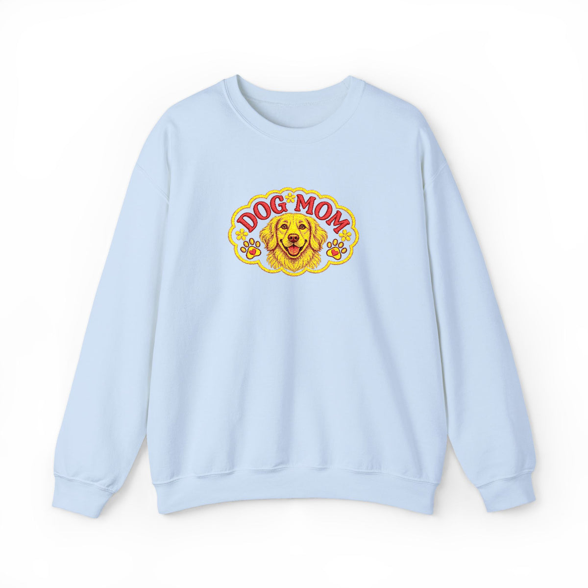 Embroidery Dog Mom Crewneck Sweatshirt — Vintage Golden Retriever Graphic