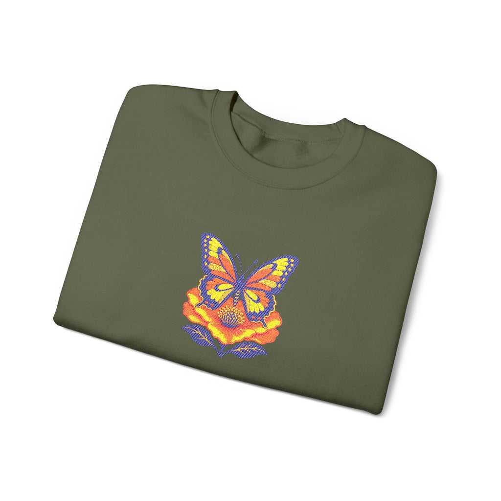 Butterfly Fox Crewneck Sweatshirt — Embroidery Colorful Geometric Animal Design