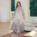 Elegant Embroidered Printed Muslim Long Dress Women's Clothing