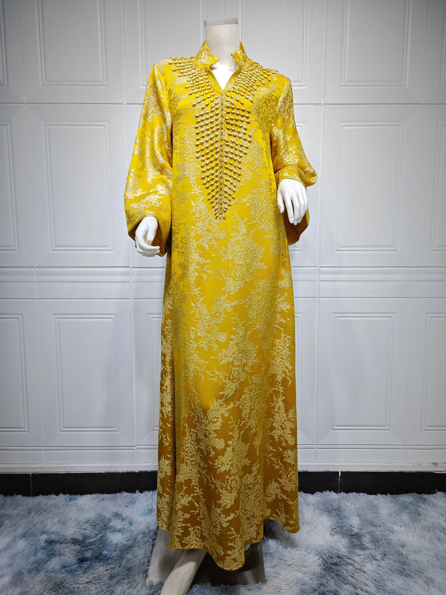 Evening Dress Embroidered Floral Kaftan Long Dress