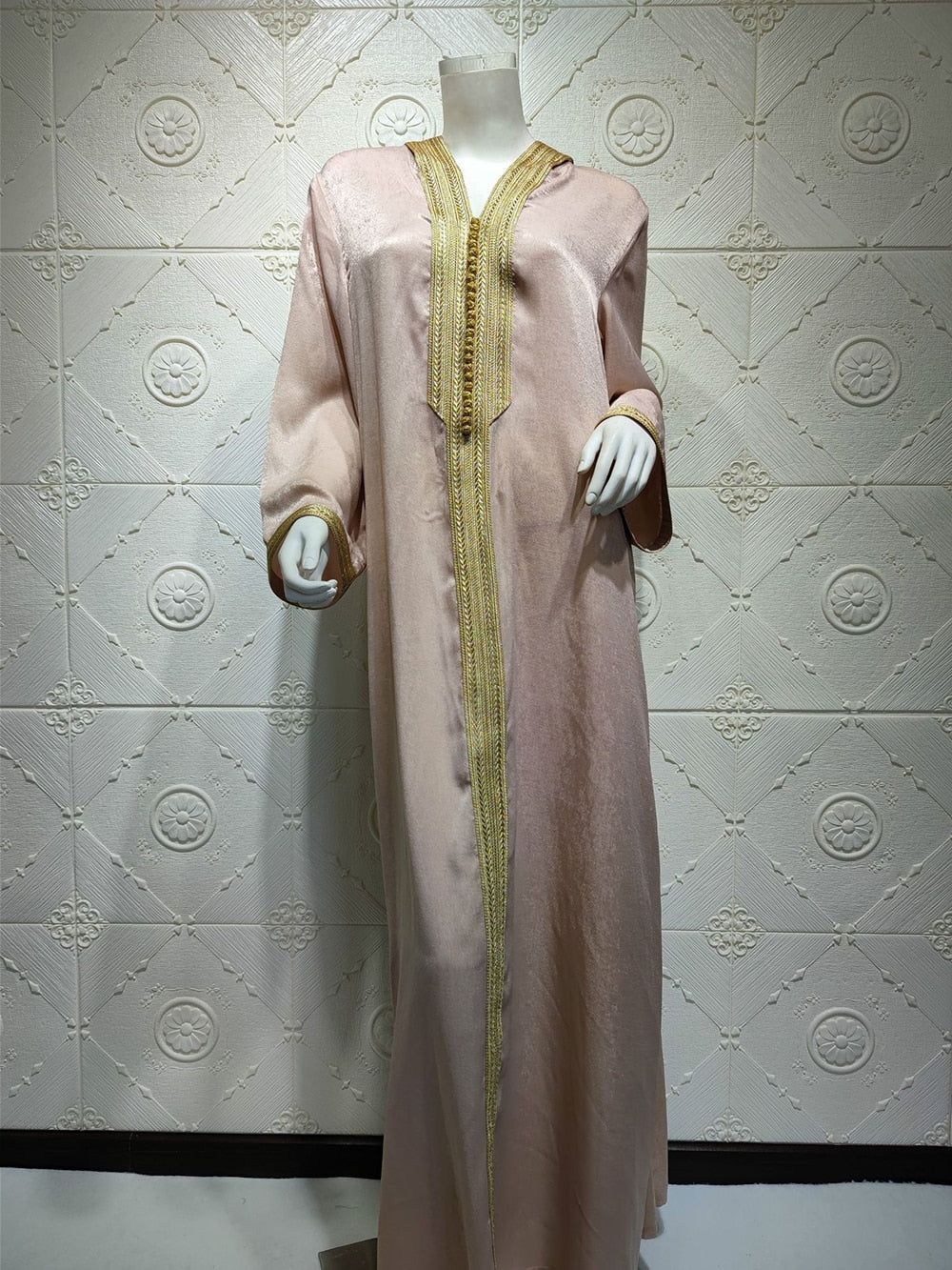 Dubai Abaya Jalabiya Hooded Maxi  Dress Long Sleeve  Islam Muslim Women Moroccan Kaftan ArabTurkey Robe Champagne White Green