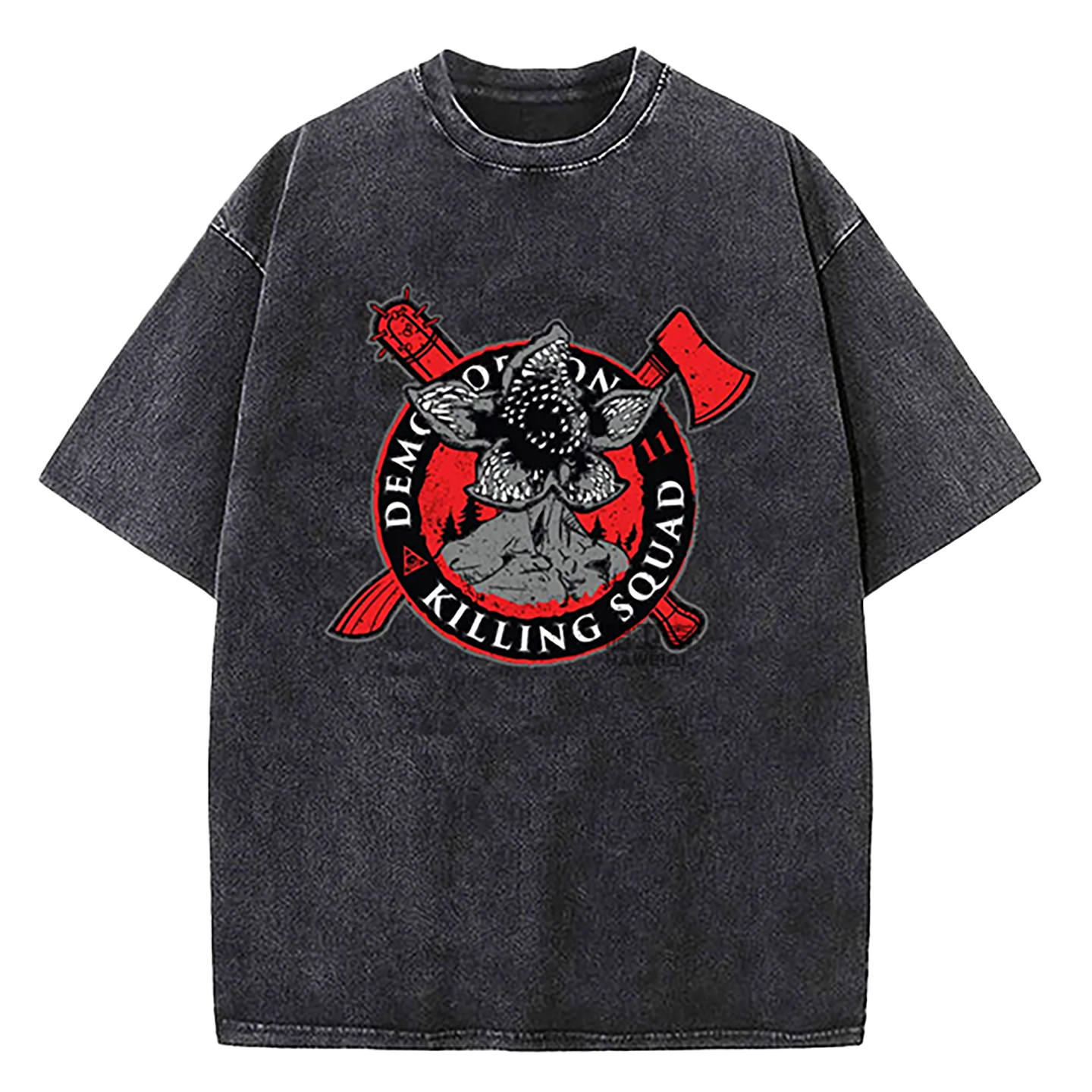 Retro Washed Cotton T-Shirts with Character Print