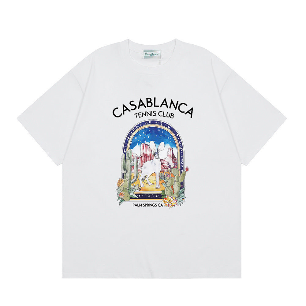 Loose short-sleeved T-shirts for women Modern art for Casablanca city landmarks