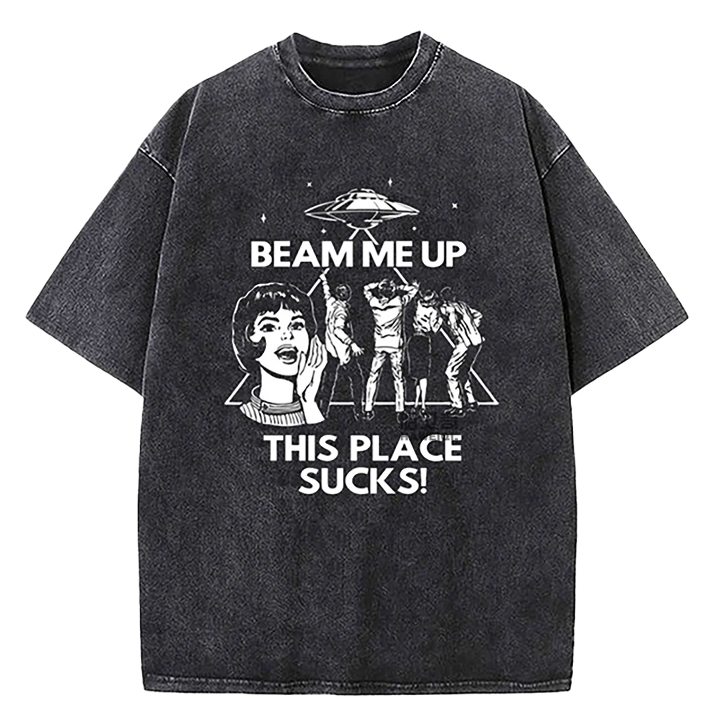Retro Washed Cotton T-Shirts with Character Print