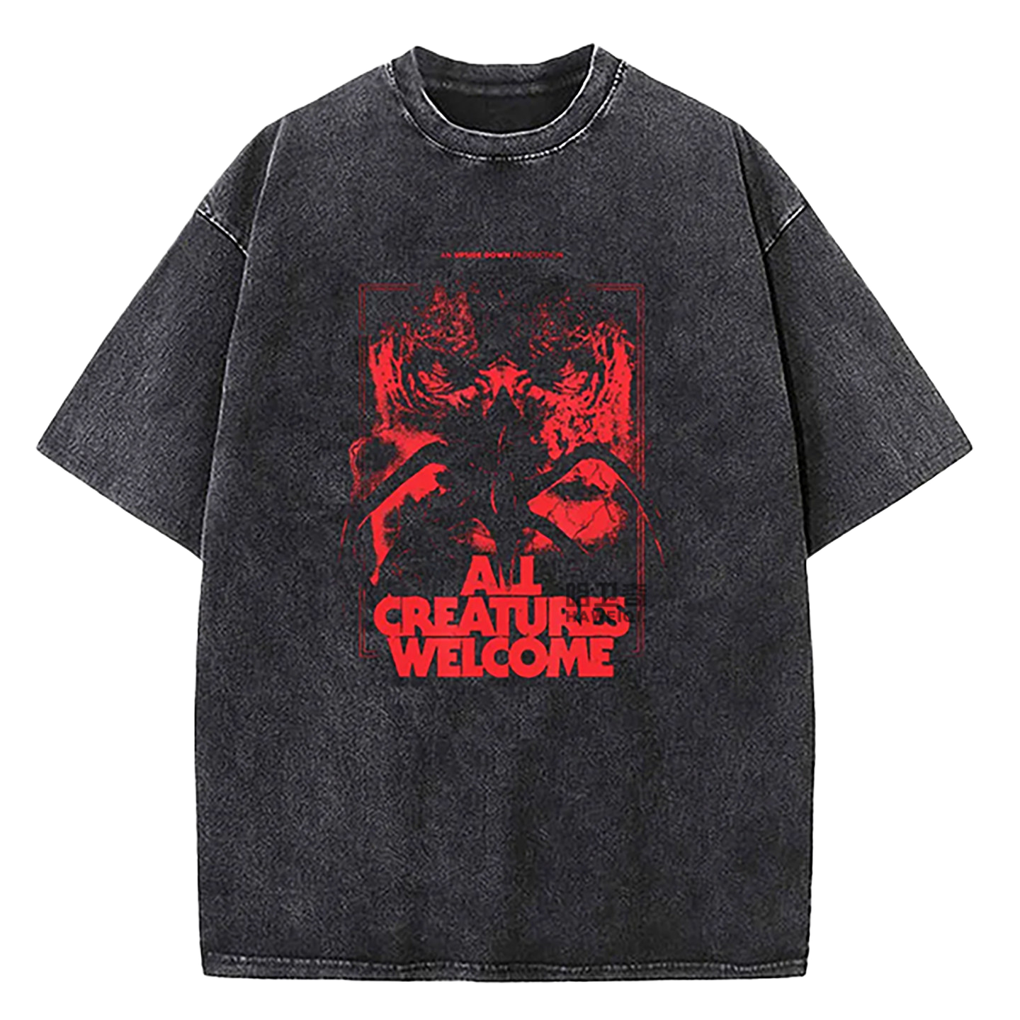 Retro Washed Cotton T-Shirts with Character Print