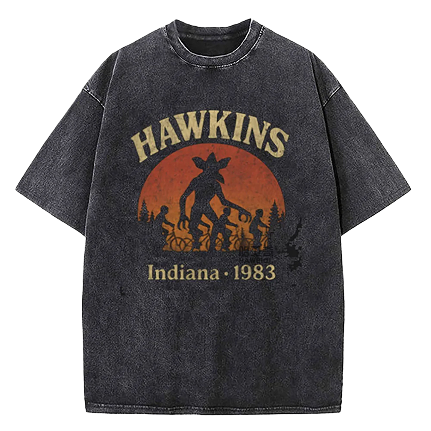 Retro Washed Cotton T-Shirts with Character Print
