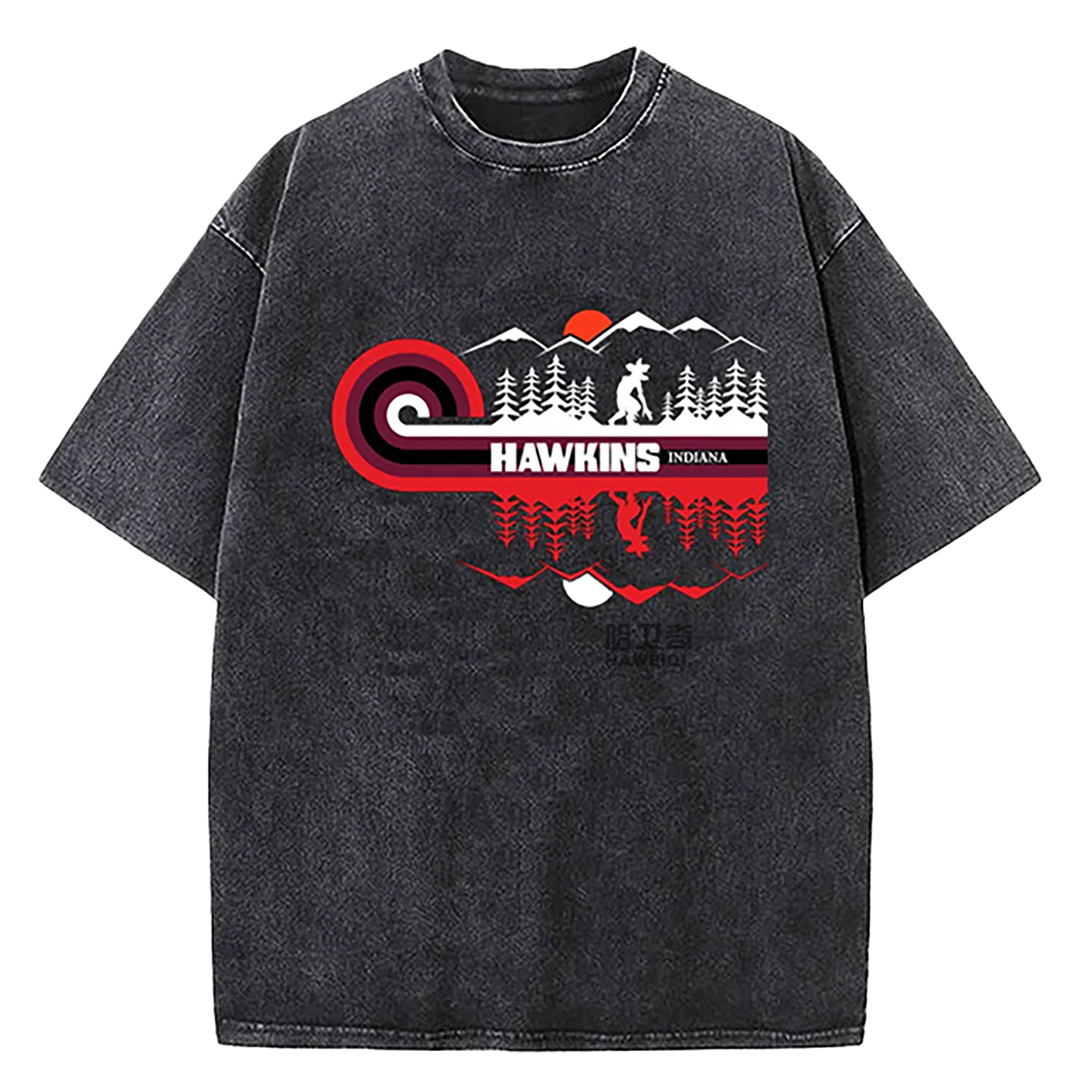 Retro Washed Cotton T-Shirts with Character Print