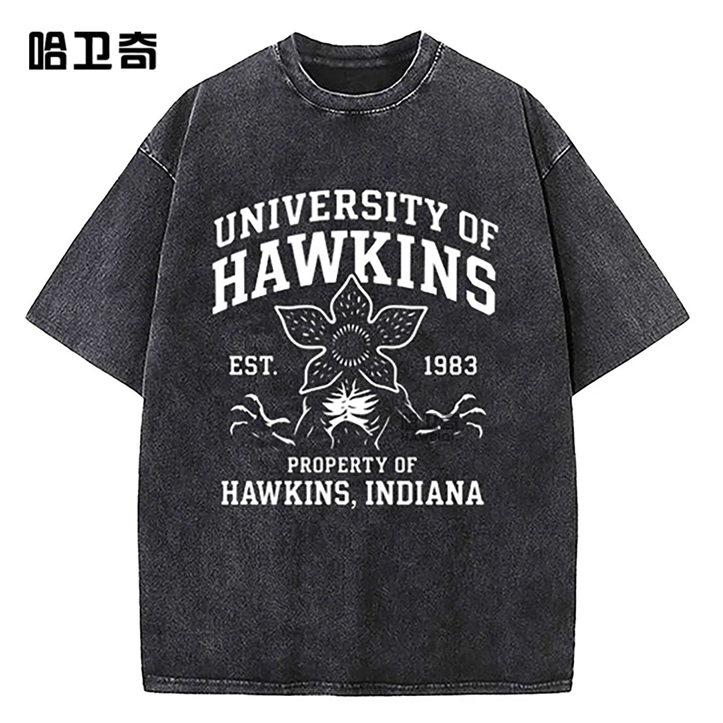 Retro Washed Cotton T-Shirts with Character Print