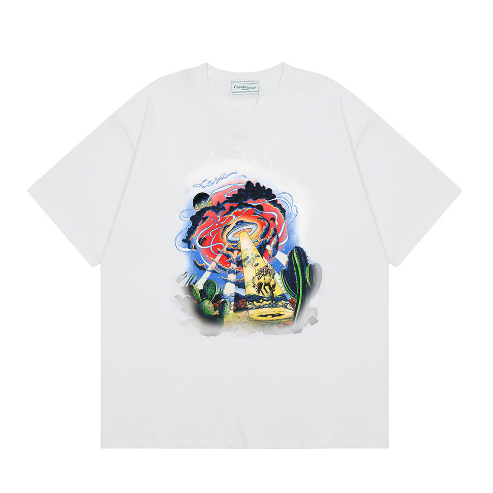 Loose short-sleeved T-shirts for women Modern art for Casablanca city landmarks