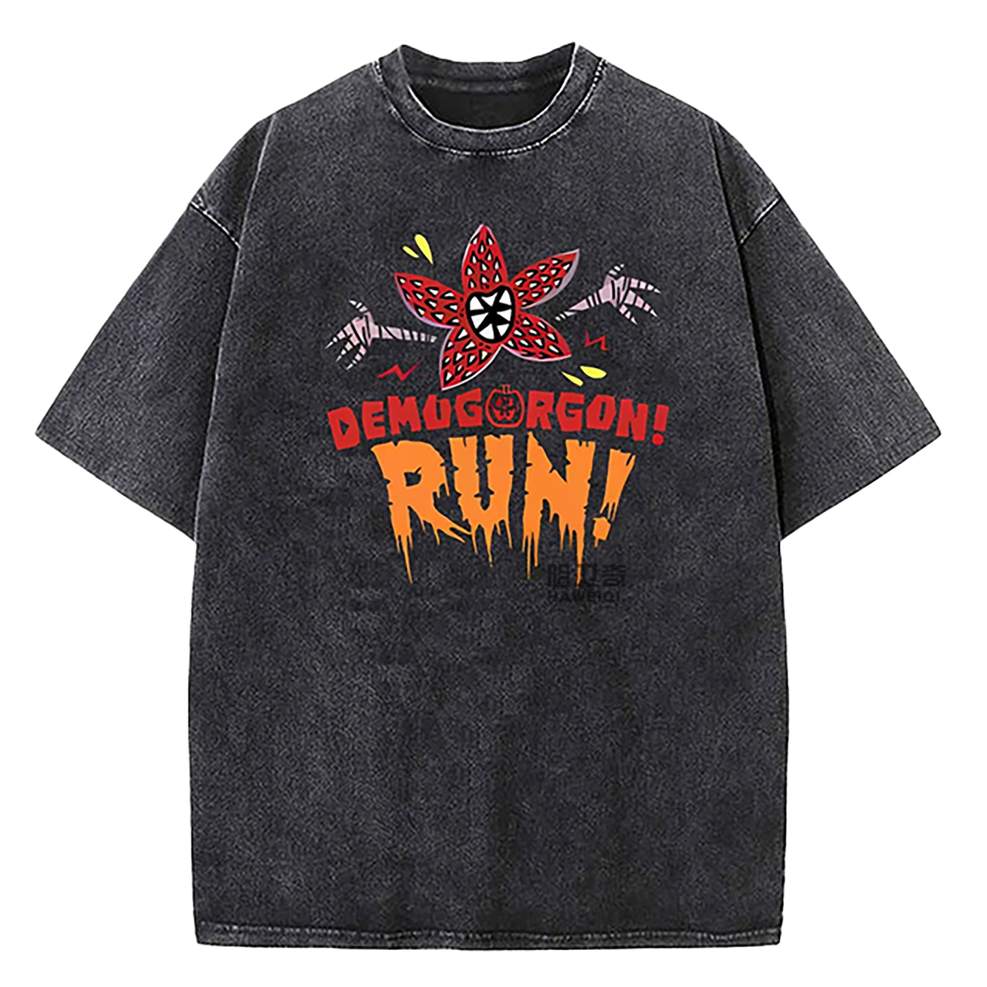 Retro Washed Cotton T-Shirts with Character Print