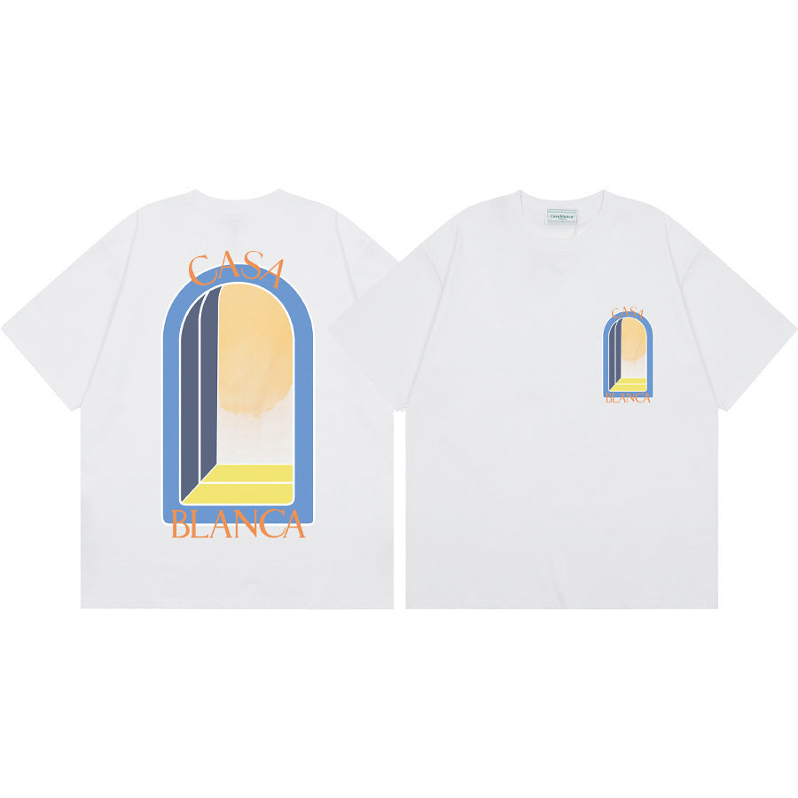 Loose short-sleeved T-shirts for women Modern art for Casablanca city landmarks