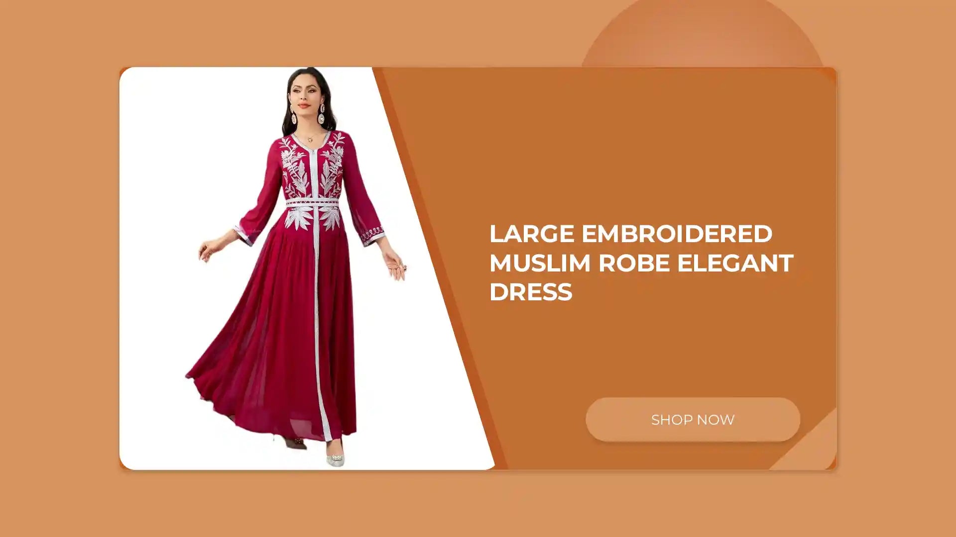 Large Embroidered Muslim Robe Elegant Dress by@Outfy