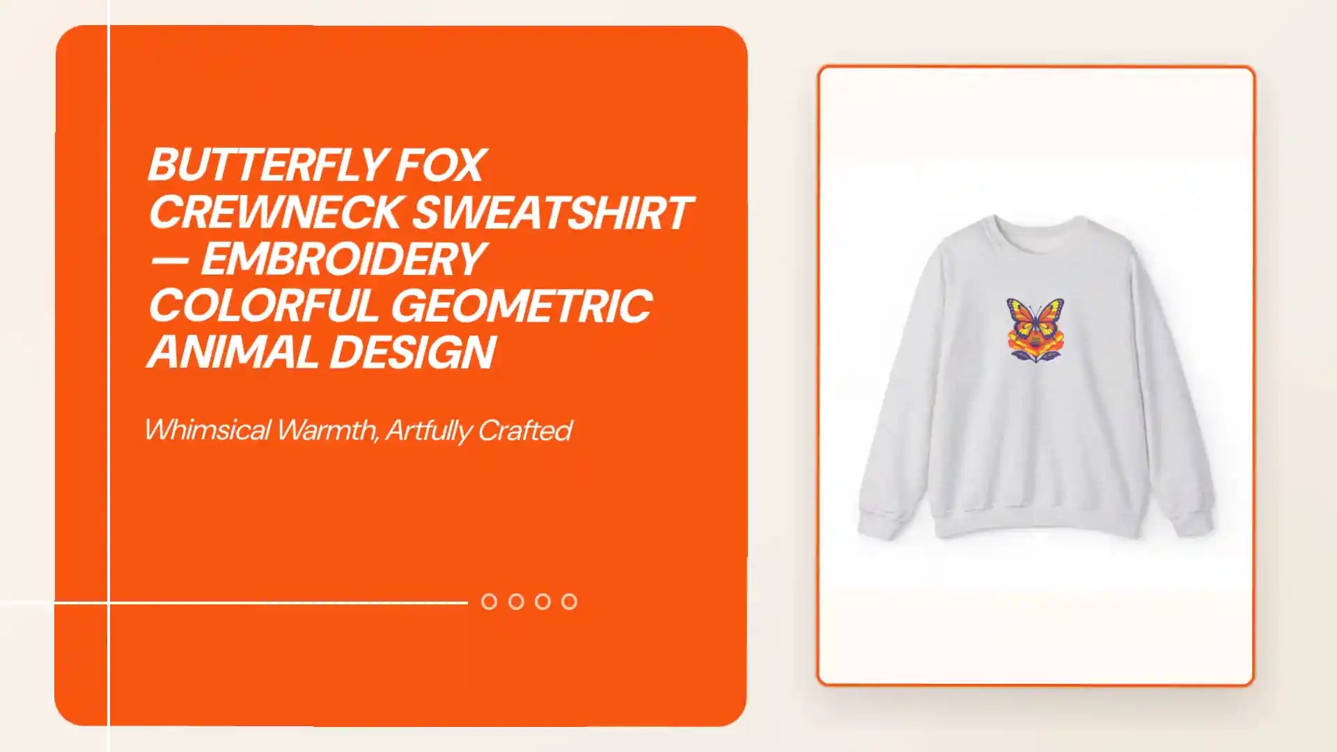 Butterfly Fox Crewneck Sweatshirt &mdash; Embroidery Colorful Geometric Animal Design by@Outfy