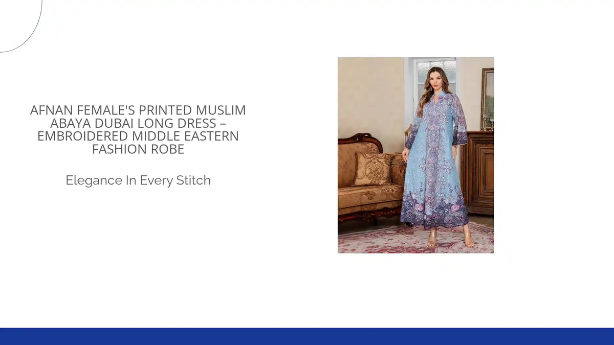 Afnan Female's Printed Muslim Abaya Dubai Long Dress &ndash; Embroidered Middle Eastern Fashion Robe by@Outfy