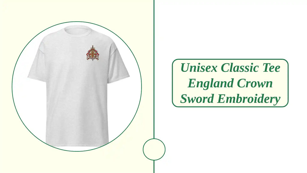 Unisex classic tee England crown sword Embroidery by@Outfy
