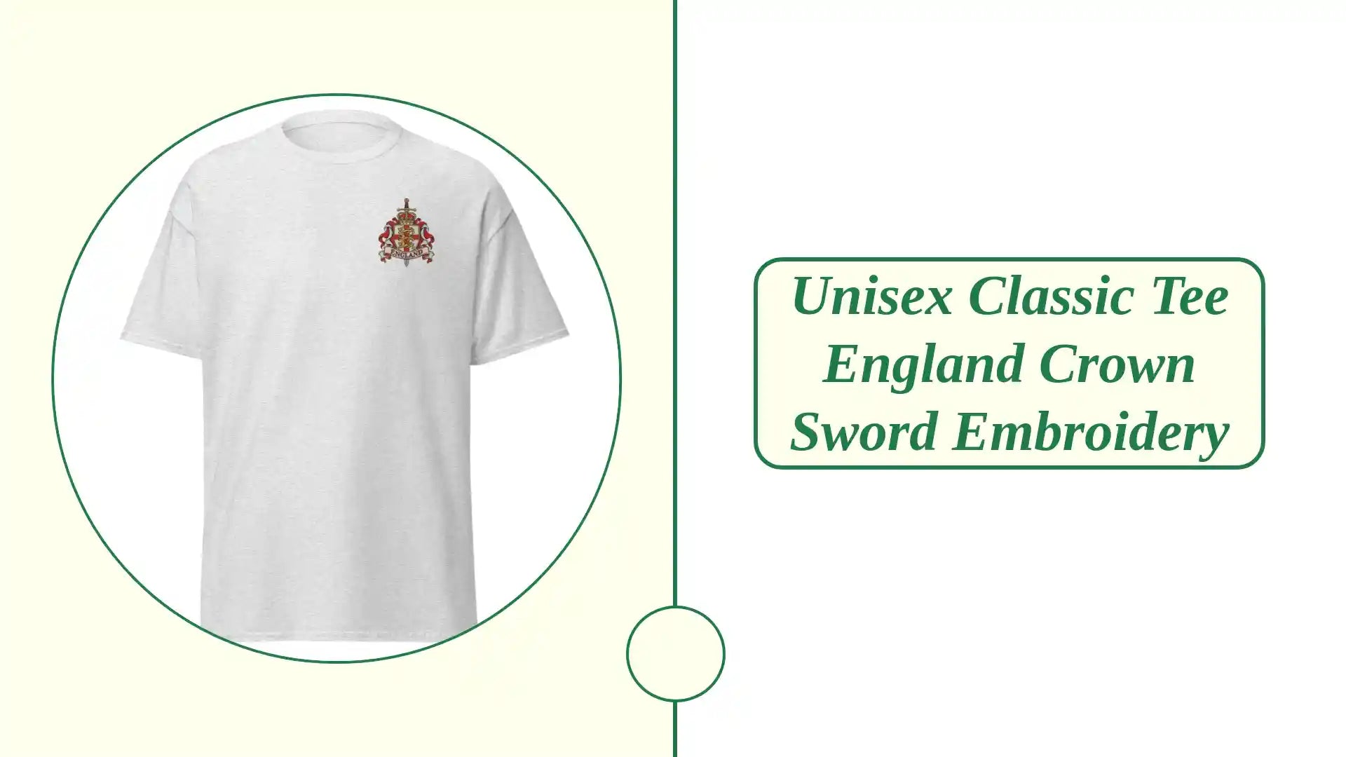 Unisex classic tee England crown sword Embroidery by@Outfy