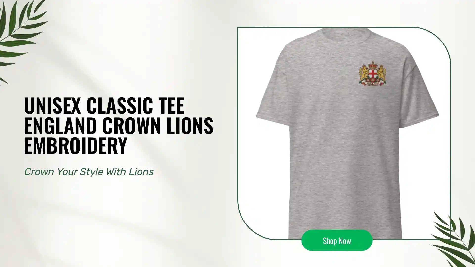 Unisex classic tee England crown Lions Embroidery by@Outfy