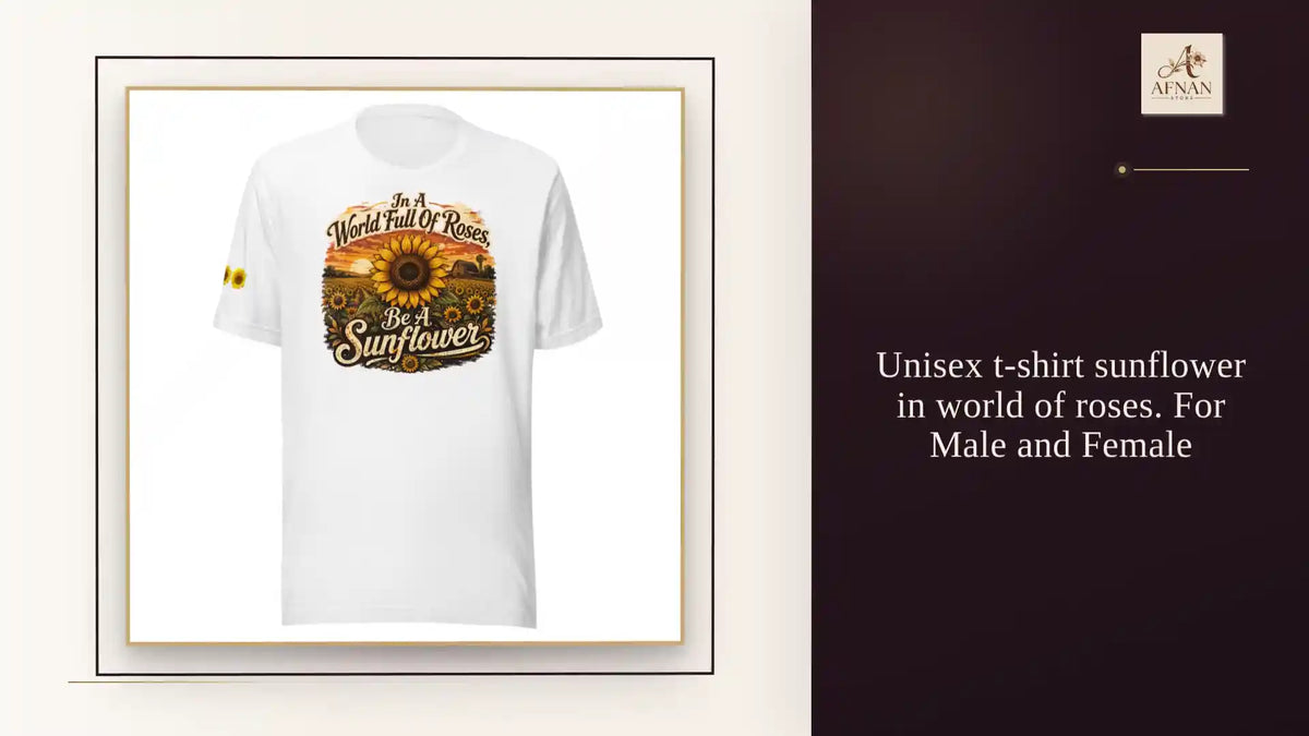 Unisex t-shirt sunflower in world of roses. For Male and Female by@Outfy