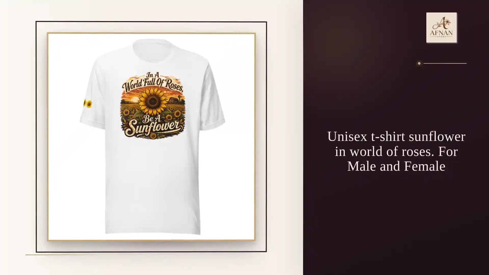 Unisex t-shirt sunflower in world of roses. For Male and Female by@Outfy
