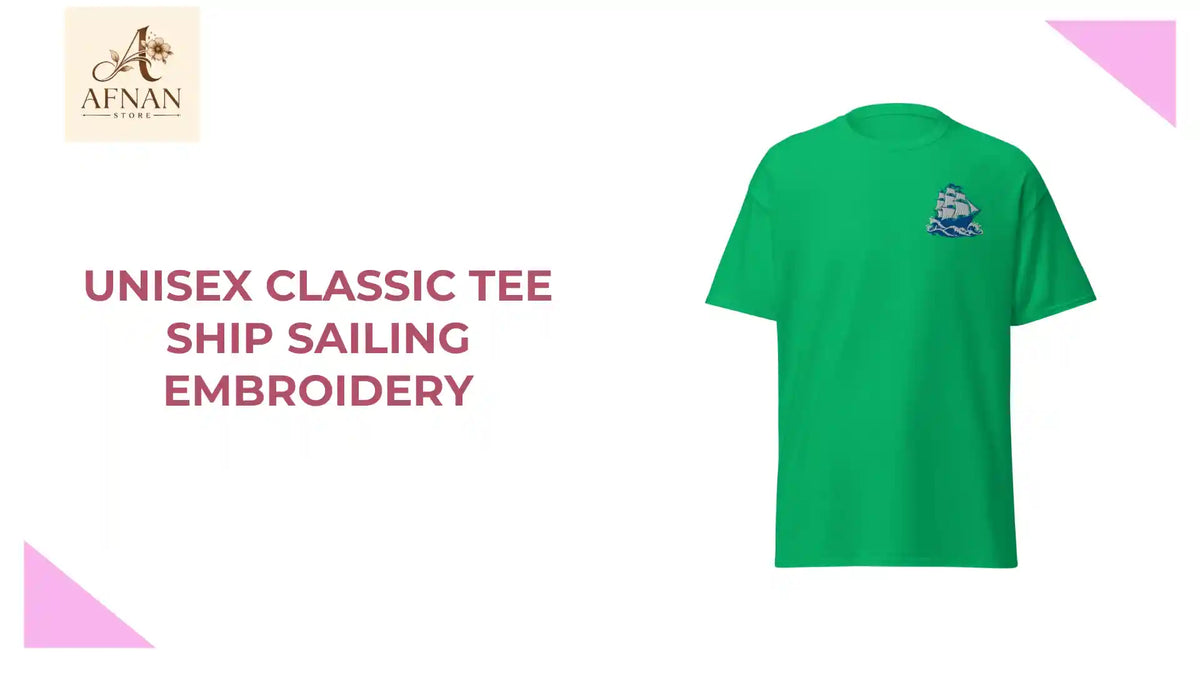 Unisex classic tee Ship sailing Embroidery by@Outfy