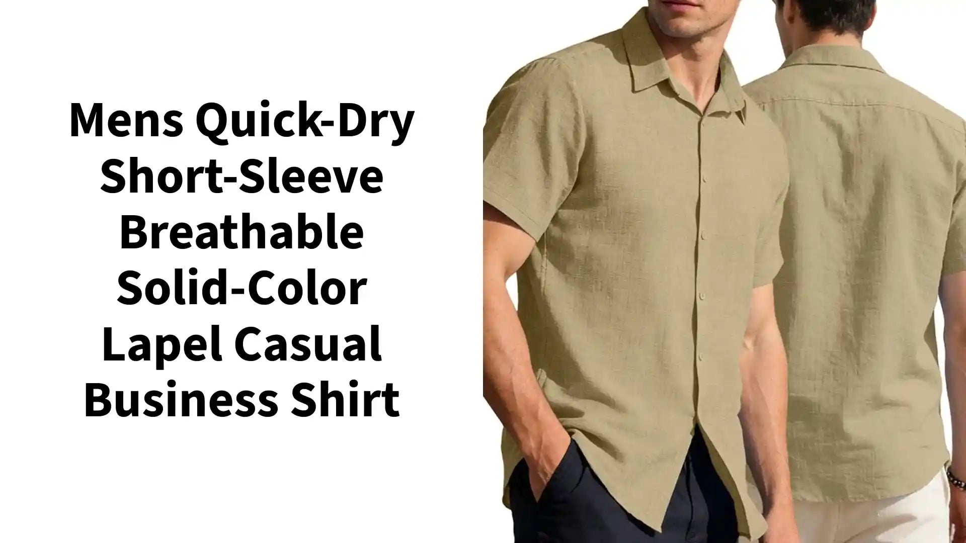 Mens Quick-Dry Short-Sleeve Breathable Solid-Color Lapel Casual Business Shirt by@Outfy