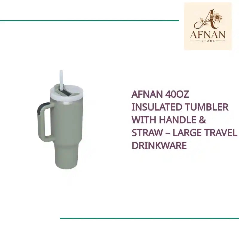 Afnan 40oz Insulated Tumbler with Handle & Straw &ndash; Large Travel Drinkware by@Outfy