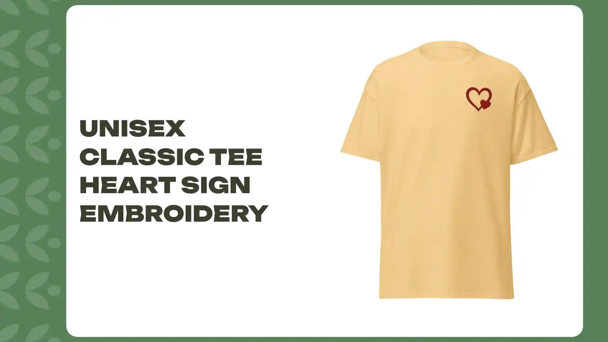 Unisex classic tee heart sign Embroidery by@Outfy