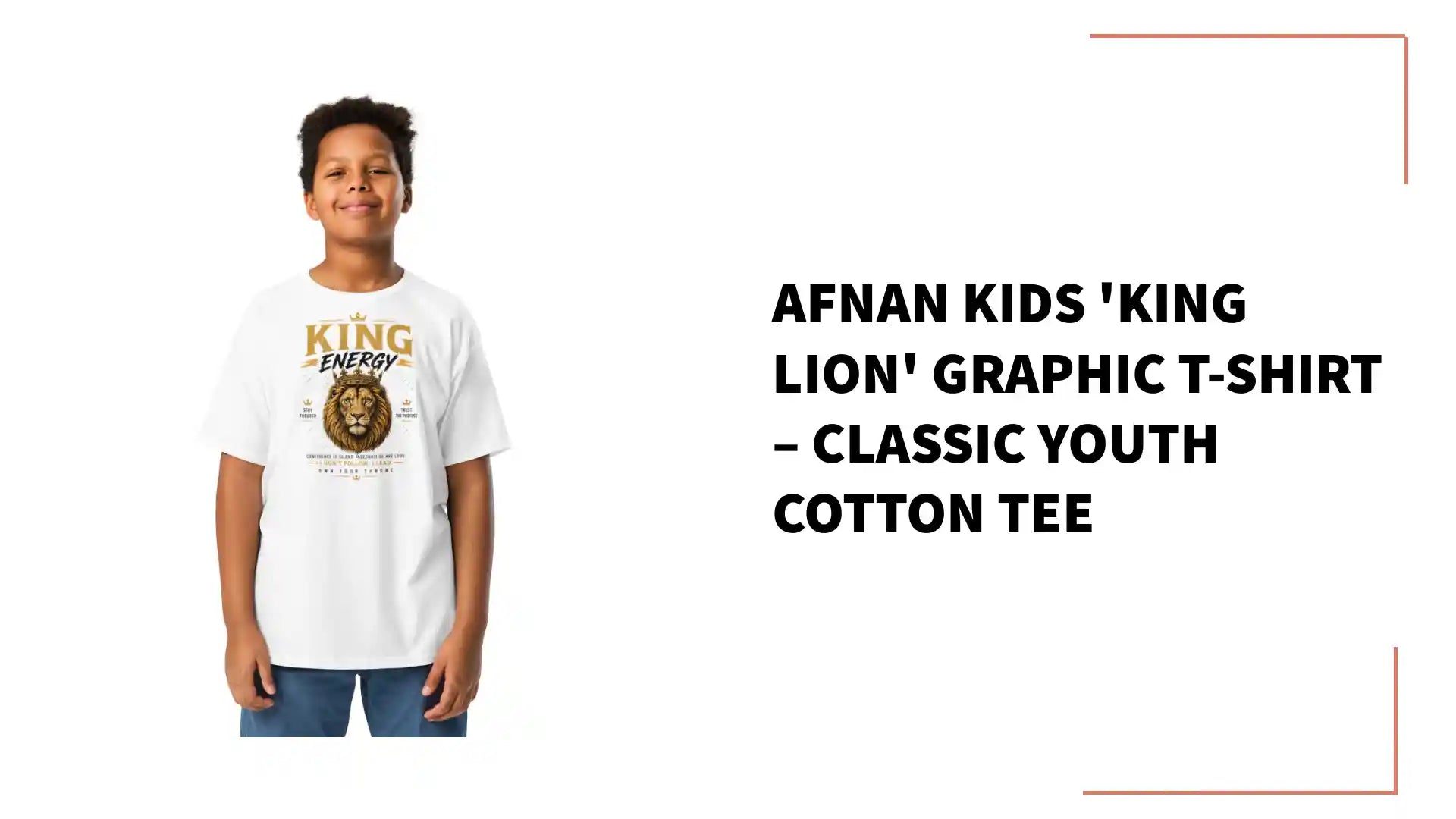 Afnan Kids 'King Lion' Graphic T-Shirt &ndash; Classic Youth Cotton Tee by@Outfy