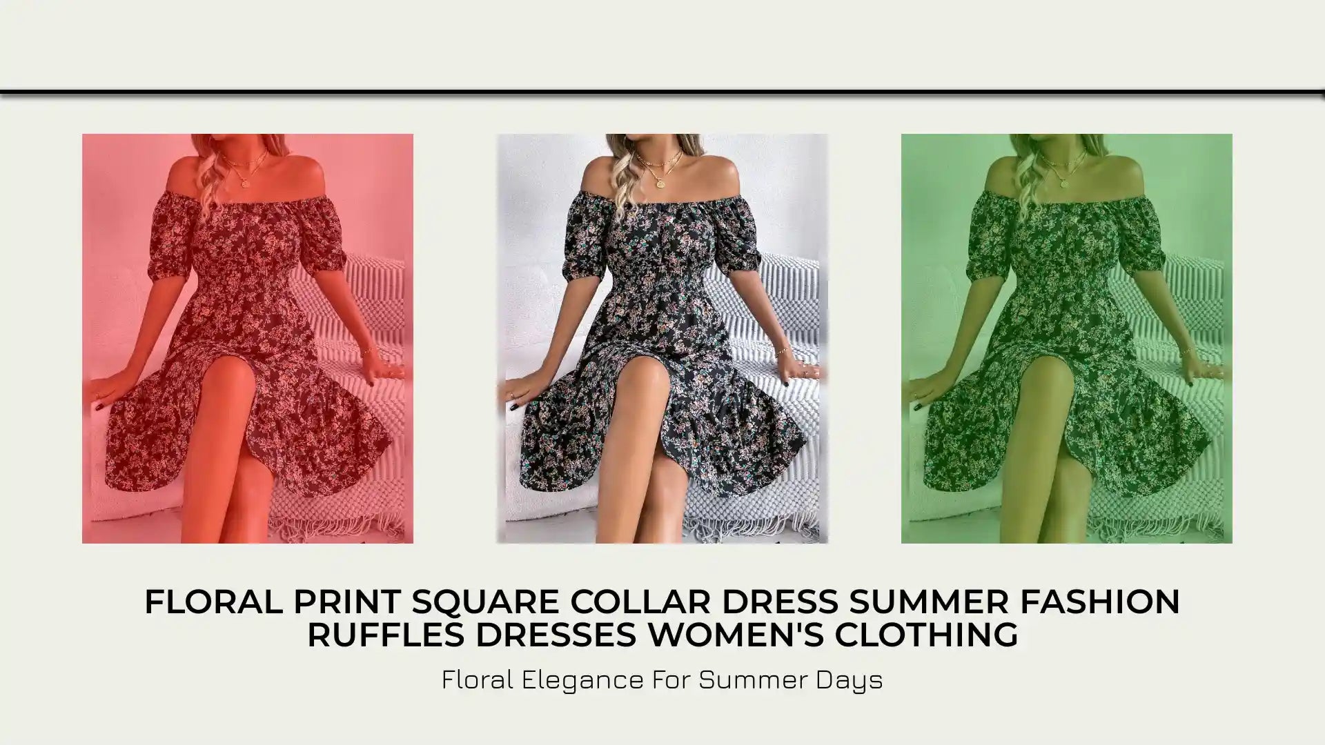 Floral Print Square Collar Dress Summer Fashion Ruffles Dresses Women's Clothing by@Outfy
