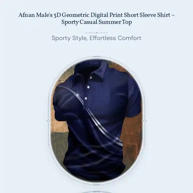 Afnan Male's 3D Geometric Digital Print Short Sleeve Shirt &ndash; Sporty Casual Summer Top by@Outfy