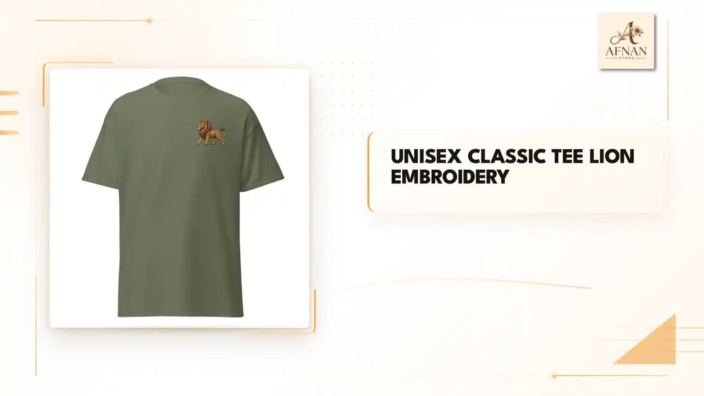 Unisex classic tee lion embroidery by@Outfy