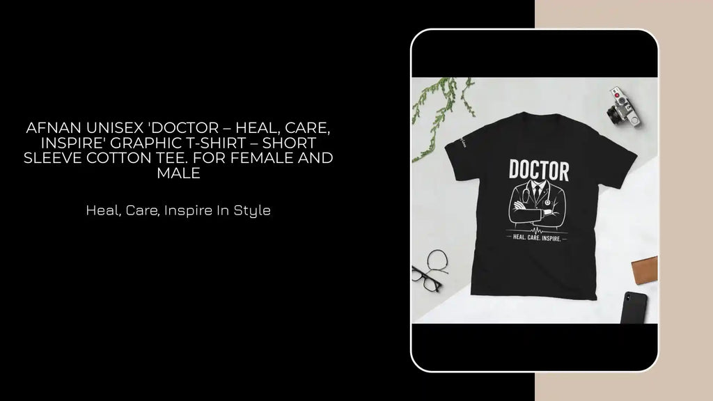 Afnan Unisex 'Doctor &ndash; Heal, Care, Inspire' Graphic T-Shirt &ndash; Short Sleeve Cotton Tee. For Female and Male by@Outfy