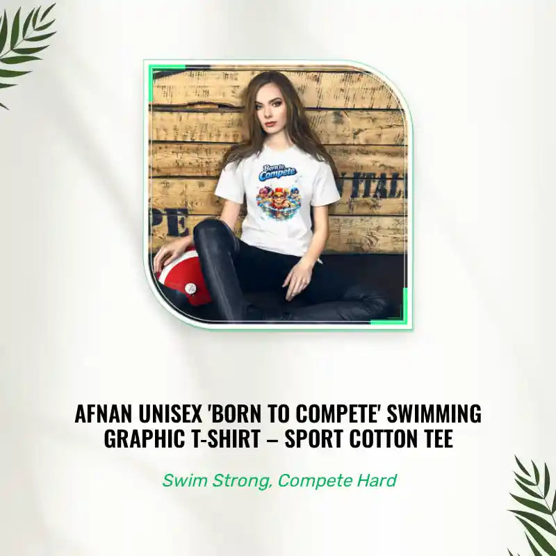 Afnan Unisex 'Born to Compete' Swimming Graphic T-Shirt &ndash; Sport Cotton Tee by@Outfy
