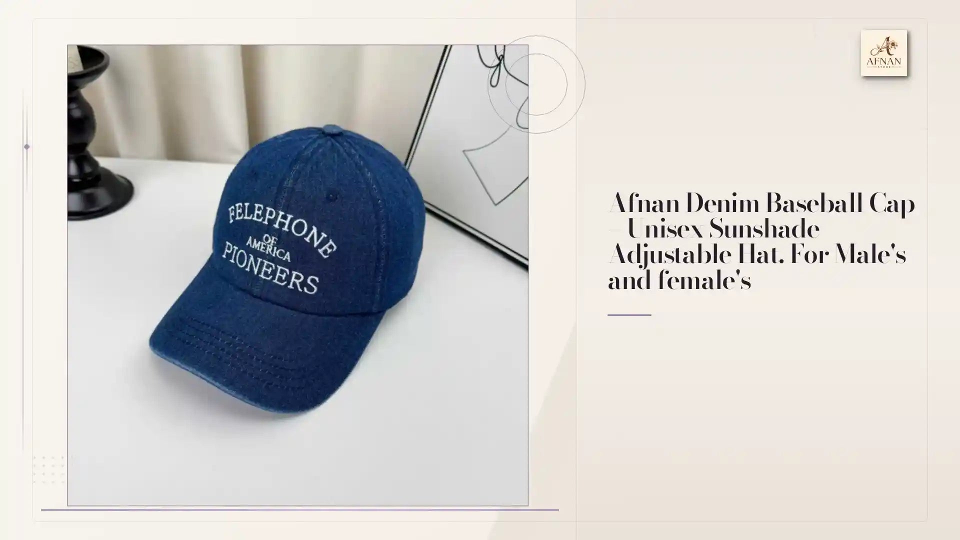 Afnan Denim Baseball Cap &ndash; Unisex Sunshade Adjustable Hat. For Male's and female's by@Outfy