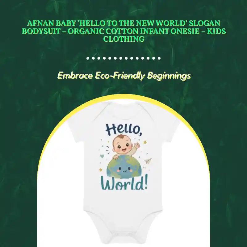 Afnan Baby 'Hello to the New World' Slogan Bodysuit &ndash; Organic Cotton Infant Onesie &ndash; Kids Clothing by@Outfy