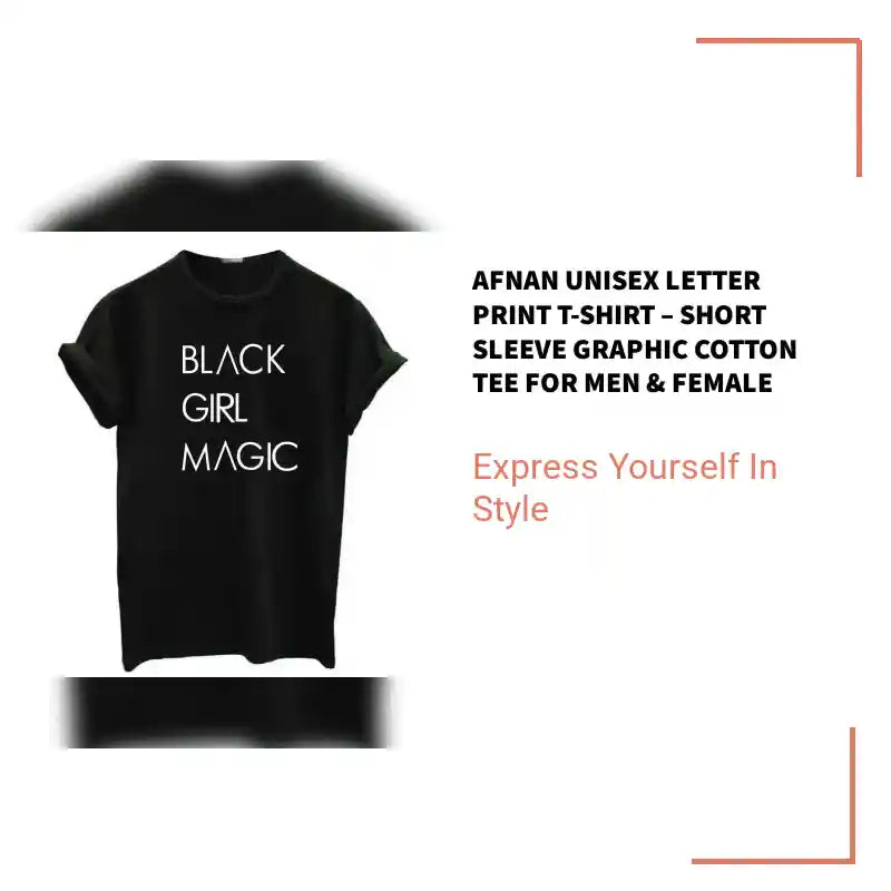 Afnan Unisex Letter Print T-Shirt &ndash; Short Sleeve Graphic Cotton Tee for Men &amp; Female by@Outfy