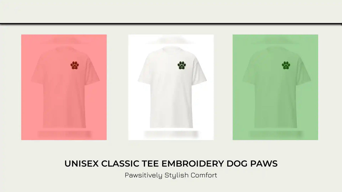 Unisex classic tee Embroidery dog Paws by@Outfy