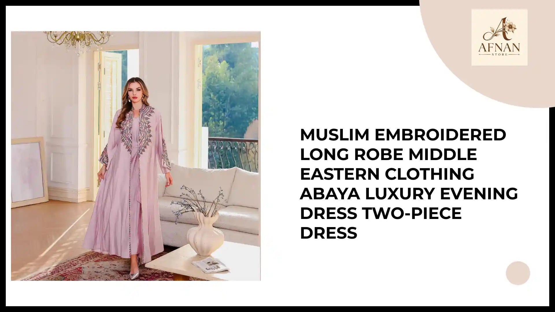 Muslim Embroidered Long Robe Middle Eastern Clothing Abaya Luxury Evening Dress Two-Piece Dress by@Outfy