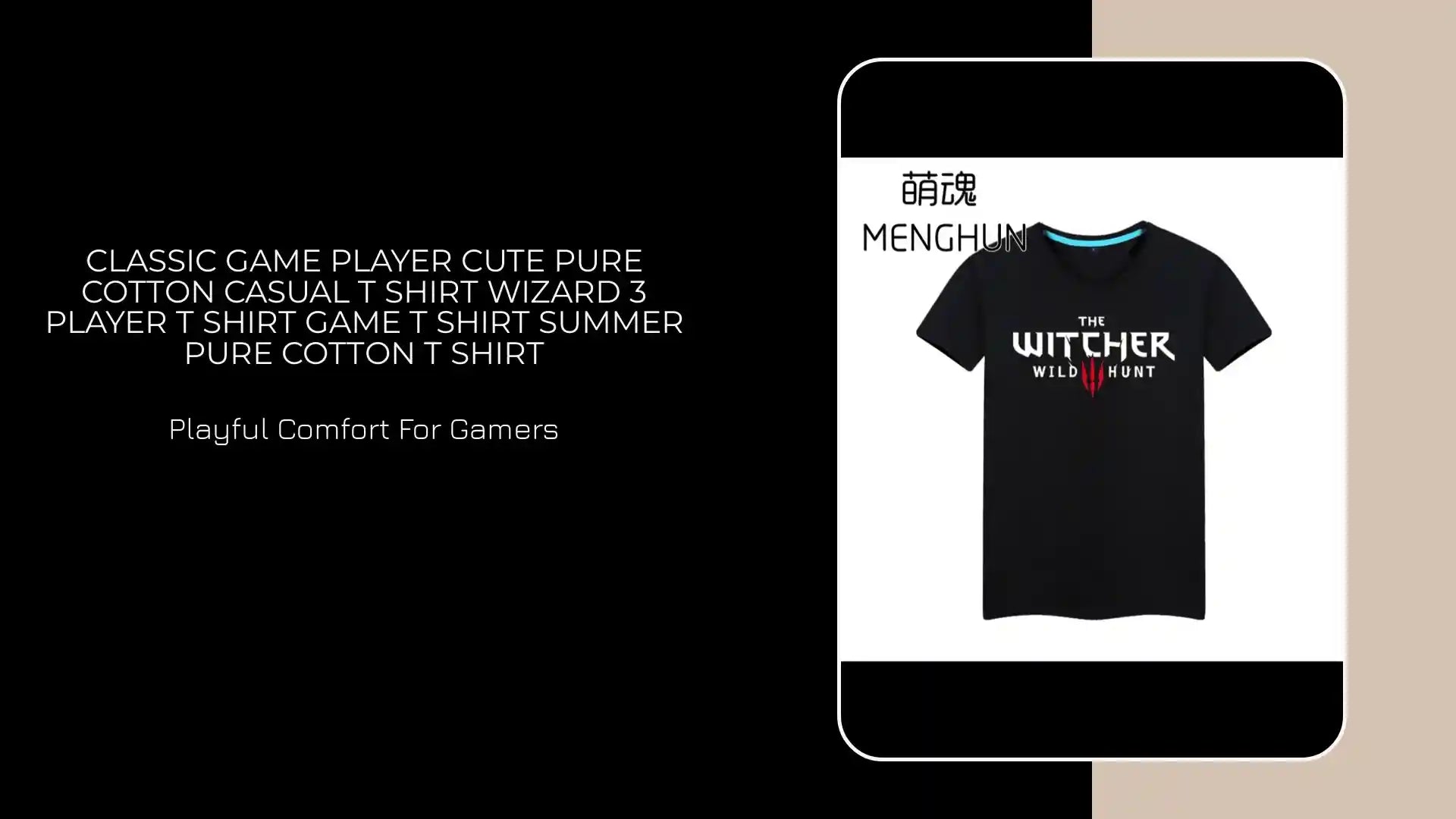 Classic Game Player Cute Pure Cotton Casual T Shirt Wizard 3 Player T Shirt Game T Shirt Summer Pure Cotton T Shirt by@Outfy