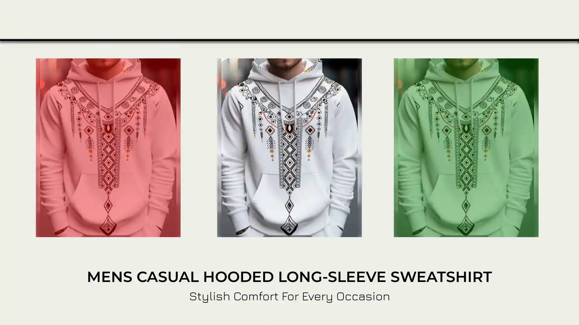 Mens Casual Hooded Long-sleeve Sweatshirt by@Outfy