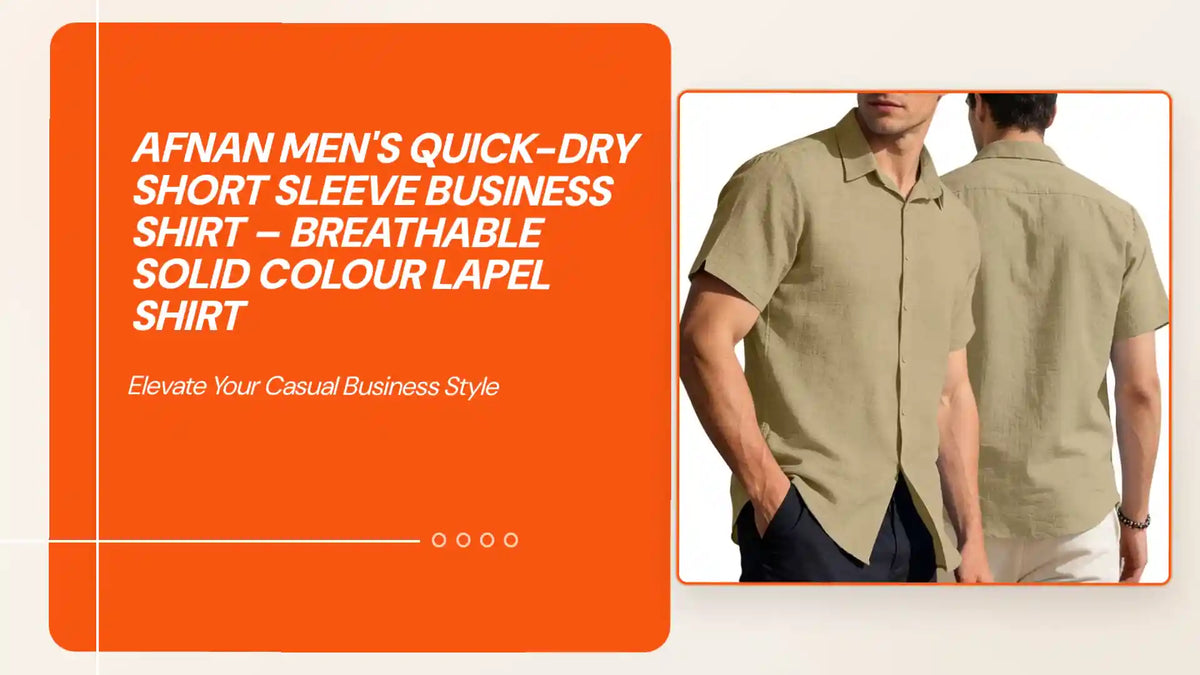 Afnan Men's Quick-Dry Short Sleeve Business Shirt &ndash; Breathable Solid Colour Lapel Shirt by@Outfy