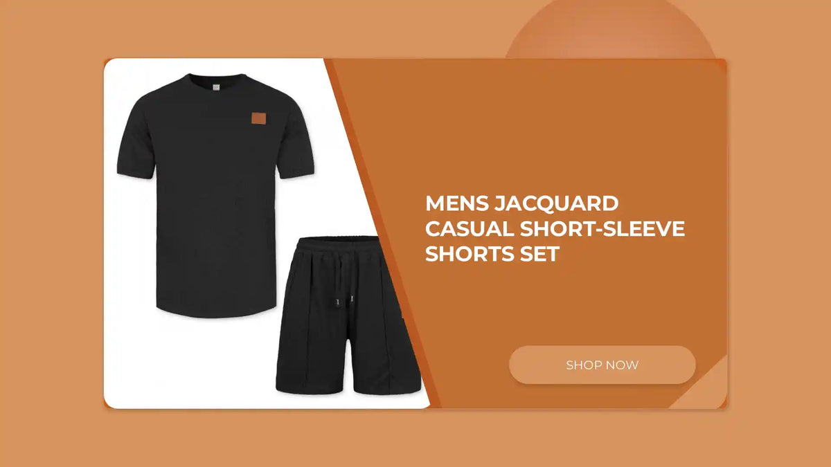 Mens Jacquard Casual Short-Sleeve Shorts Set by@Outfy